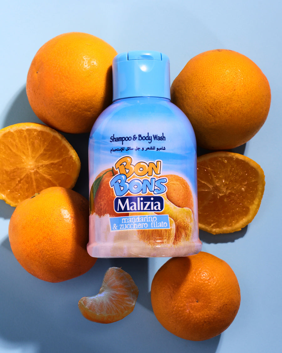 MALIZIA BONBONS SHAMPOO AND BODY WASH MANDARINE COTTON CANDY 400ML