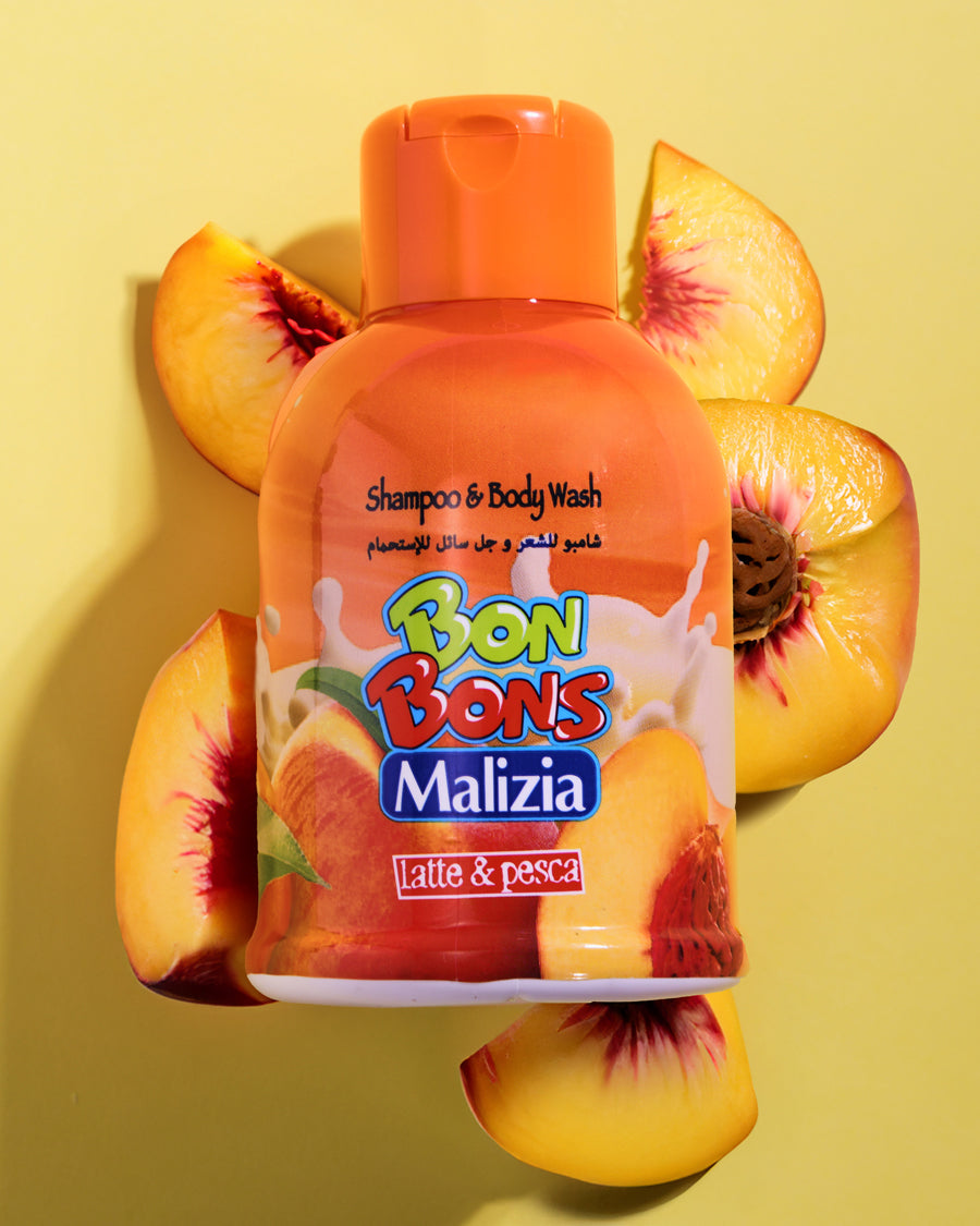 MALIZIA BONBONS SHAMPOO AND BODY WASH MILK & PEACH 400ML